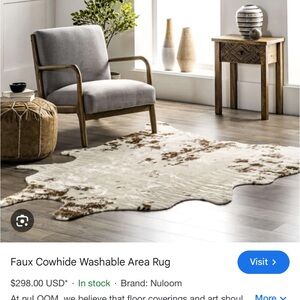 Large Nuloom Faux Cowhide Washable Area Rug-Unique and Elegant! NEW